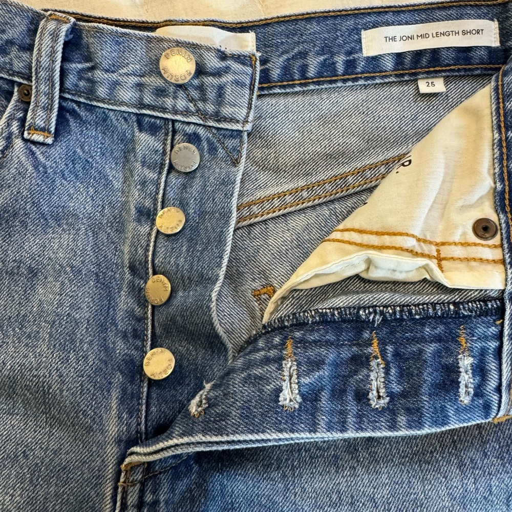 Denim Forum The Joni Mid Length Short High Rise Denim Shorts 25 - Picture 11 of 16